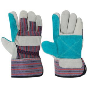 Leather Pal Gloves Heavy Duty Industrial Work Gloves More Hand Protection Cowhide Split Leather Rubberized Cuff SUG707-2