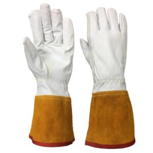 Unisex Adult TIG Welding Gloves 16Inches Goatskin Leather Keystone Thumb Cowhide Cuff Leather Welding Gloves